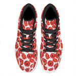 Red Poppy Pattern Print High Top Leather Sneakers