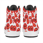 Red Poppy Pattern Print High Top Leather Sneakers
