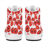 Red Poppy Pattern Print High Top Leather Sneakers