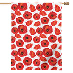Red Poppy Pattern Print House Flag