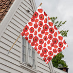 Red Poppy Pattern Print House Flag