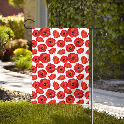 Red Poppy Pattern Print House Flag
