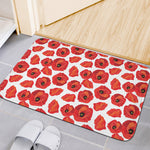 Red Poppy Pattern Print Indoor Door Mat