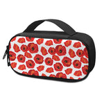 Red Poppy Pattern Print Insulin Cooler Travel Case