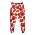 Red Poppy Pattern Print Jogger Pants