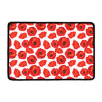 Red Poppy Pattern Print Kitchen Mat