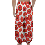 Red Poppy Pattern Print Lantern Pants