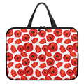 Red Poppy Pattern Print Laptop Sleeve With Handle
