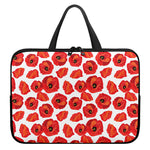 Red Poppy Pattern Print Laptop Sleeve With Handle