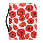 Red Poppy Pattern Print Leather Bible Cover