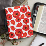 Red Poppy Pattern Print Leather Bible Cover
