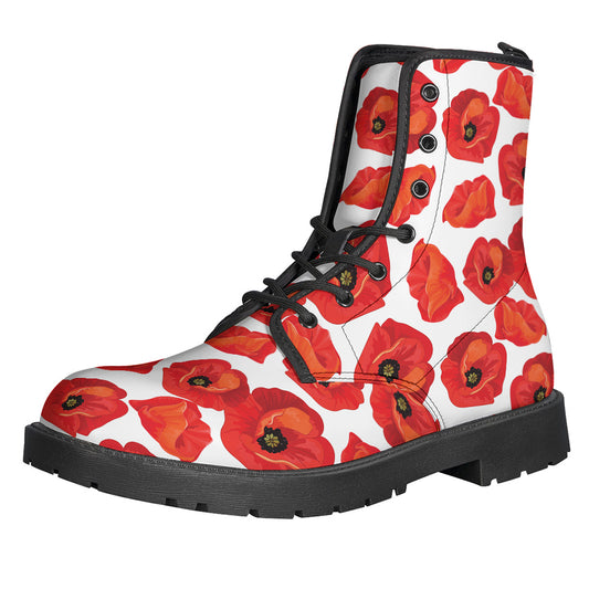 Red Poppy Pattern Print Backpack