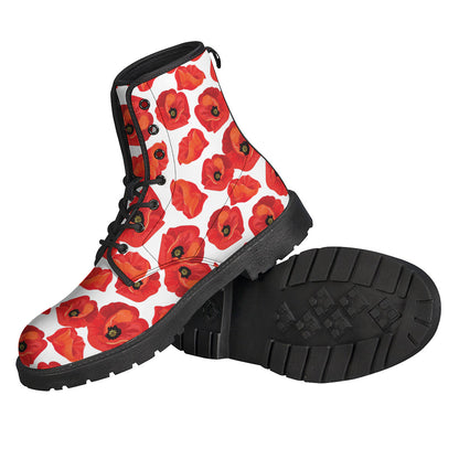 Red Poppy Pattern Print Backpack