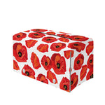 Red Poppy Pattern Print Leather Tissue Box Cover
