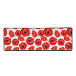 Red Poppy Pattern Print Long Kitchen Mat