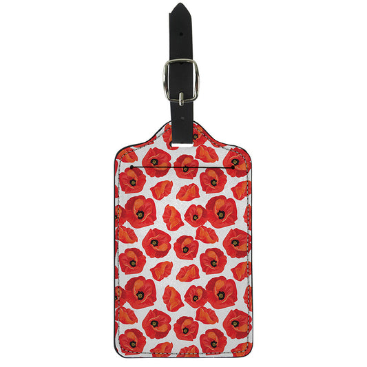 Red Poppy Pattern Print Luggage Tag