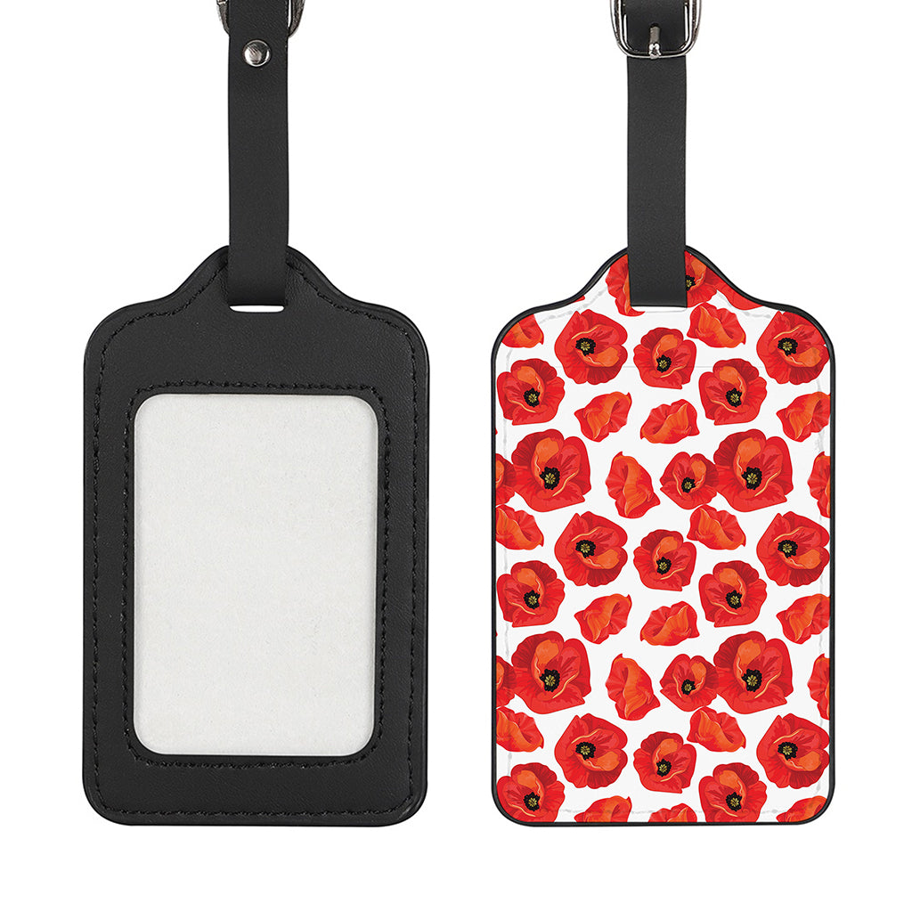 Red Poppy Pattern Print Luggage Tag