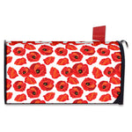 Red Poppy Pattern Print Mailbox Cover
