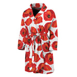 Red Poppy Pattern Print Men's Bathrobe