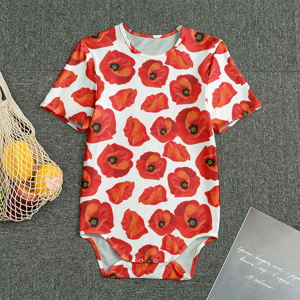Red Poppy Pattern Print Men's Bodysuit