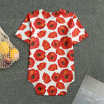 Red Poppy Pattern Print Men's Bodysuit
