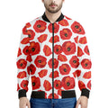 Red Poppy Pattern Print Men's Bomber Jacket