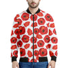 Red Poppy Pattern Print Men's Bomber Jacket