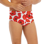 Red Poppy Pattern Print Men's Briefs