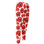 Red Poppy Pattern Print Men's Compression Pants