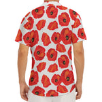 Red Poppy Pattern Print Men's Deep V-Neck Shirt