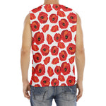 Red Poppy Pattern Print Men's Fitness Tank Top