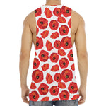 Red Poppy Pattern Print Men's Muscle Tank Top