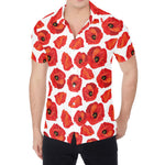 Red Poppy Pattern Print Men's Shirt