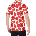 Red Poppy Pattern Print Men's Shirt