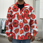 Red Poppy Pattern Print Men's Shirt Jacket