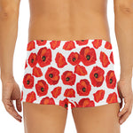 Red Poppy Pattern Print Men's Short Boxer Briefs