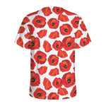 Red Poppy Pattern Print Men's Sports T-Shirt