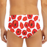 Red Poppy Pattern Print Men's Triangle Swim Briefs