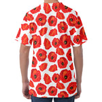 Red Poppy Pattern Print Men's Velvet T-Shirt