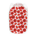 Red Poppy Pattern Print Mesh Laundry Hamper