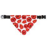 Red Poppy Pattern Print Over The Collar Dog Bandana