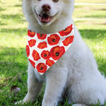 Red Poppy Pattern Print Over The Collar Dog Bandana