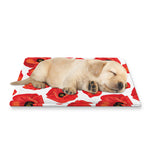 Red Poppy Pattern Print Pet Cooling Mat Cover