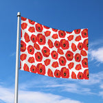 Red Poppy Pattern Print Polyester Flag