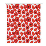 Red Poppy Pattern Print Polyester Shower Curtain