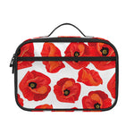 Red Poppy Pattern Print Portable Lunch Bag