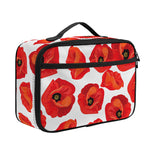 Red Poppy Pattern Print Portable Lunch Bag