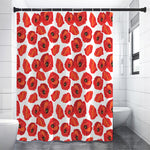 Red Poppy Pattern Print Premium Shower Curtain
