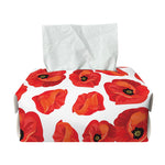 Red Poppy Pattern Print Rectangle Tissue Box Cover