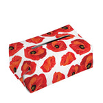 Red Poppy Pattern Print Rectangle Tissue Box Cover